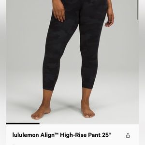 Lululemon Align High Rise Pant 25” Heritage 365 Camo Deep Coal Multi size 6